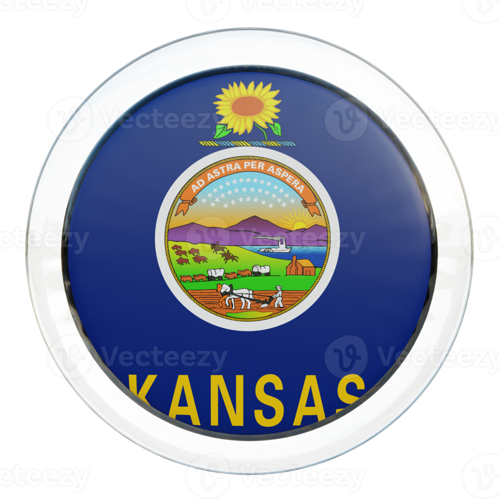 Kansas 3d textured glossy circle flag png