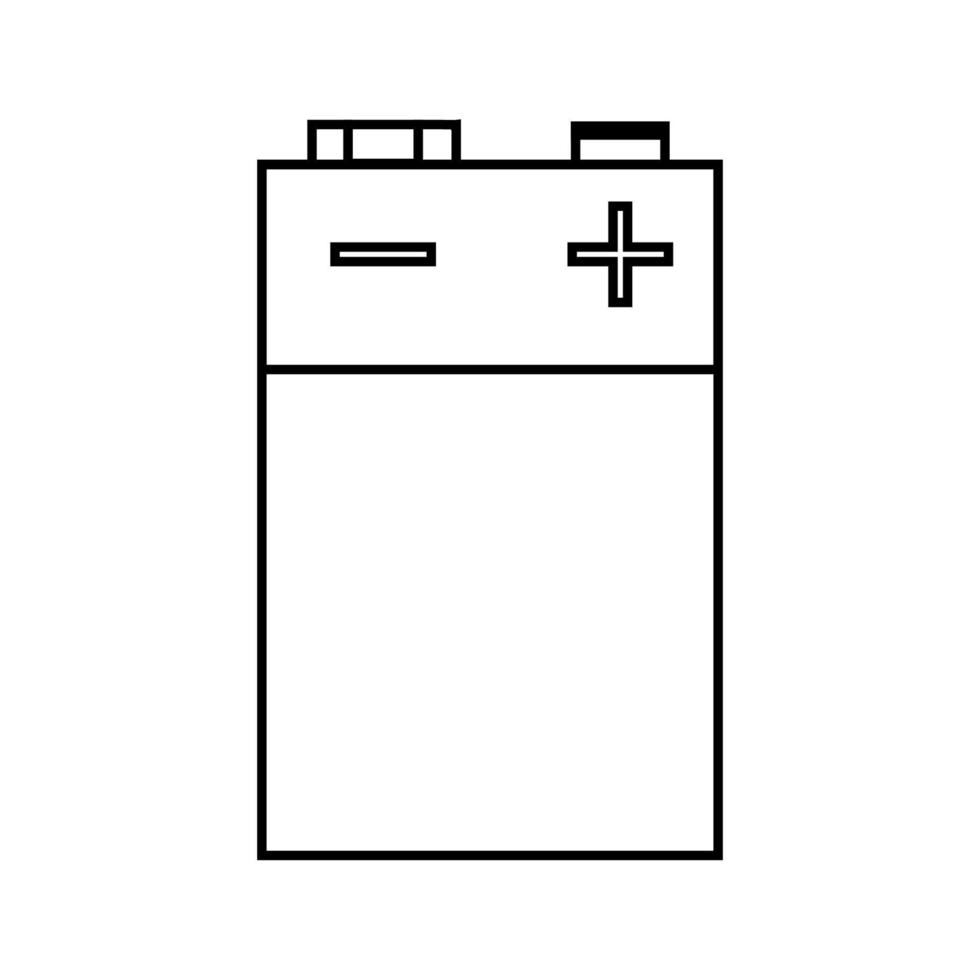 9v battery vector icon outline illustration and power alkaline energy isolated white. Technology electricity line and electric object thin. Supply voltage symbol electronic and electrical accumulator