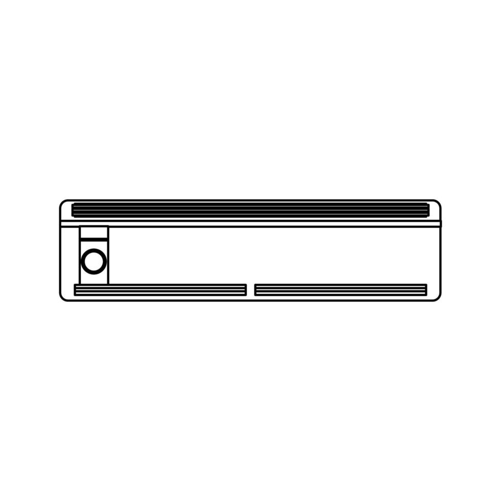 Air conditioner climate vector icon outline. Symbol temperature illustration cooling isolated white and conditioning house sign line thin