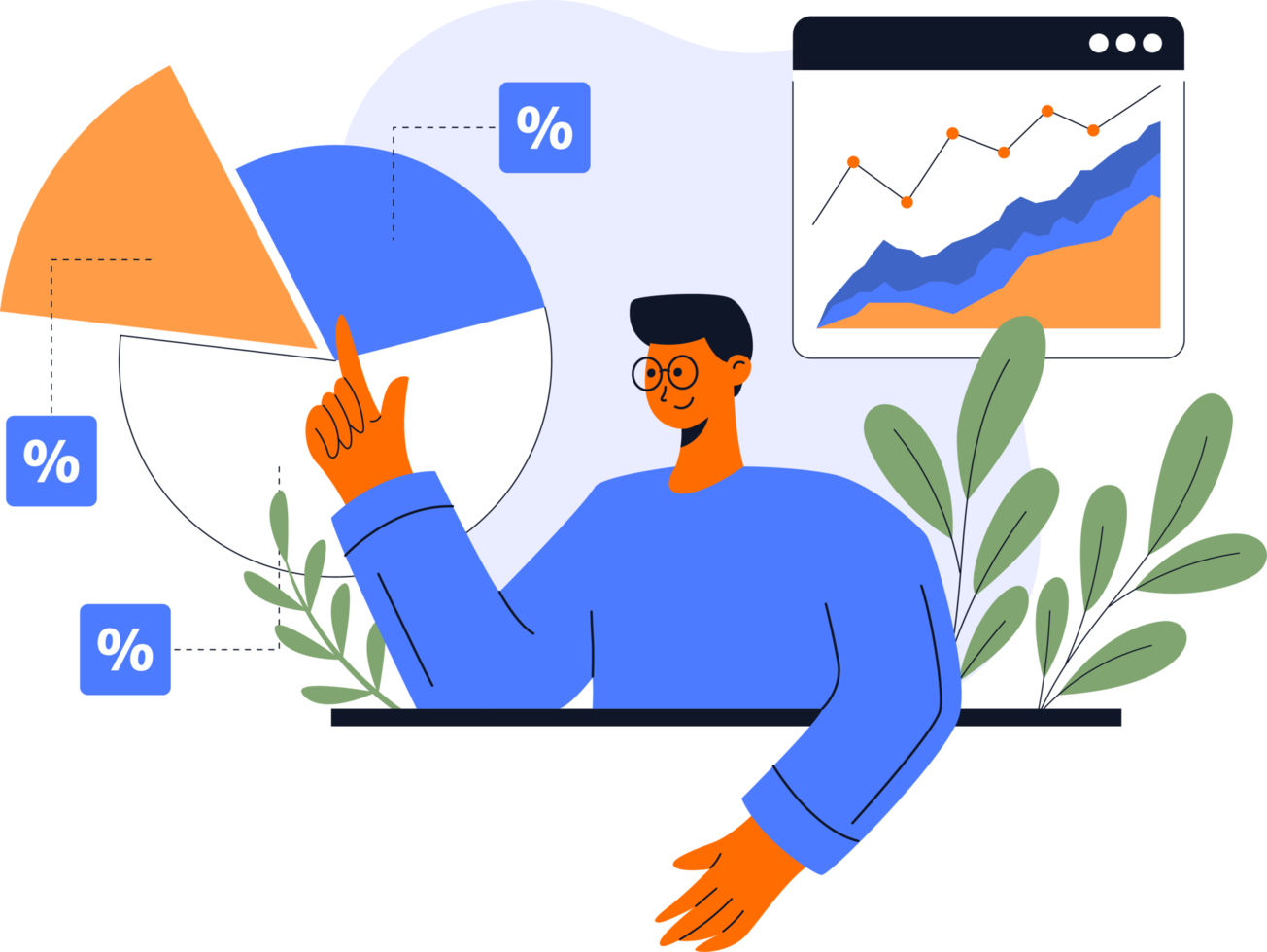 dati analisi concetto illustrazione. piatto vettore design statistico e dati analisi per attività commerciale finanza investimento concetto. assunzione parte nel attività commerciale attività png