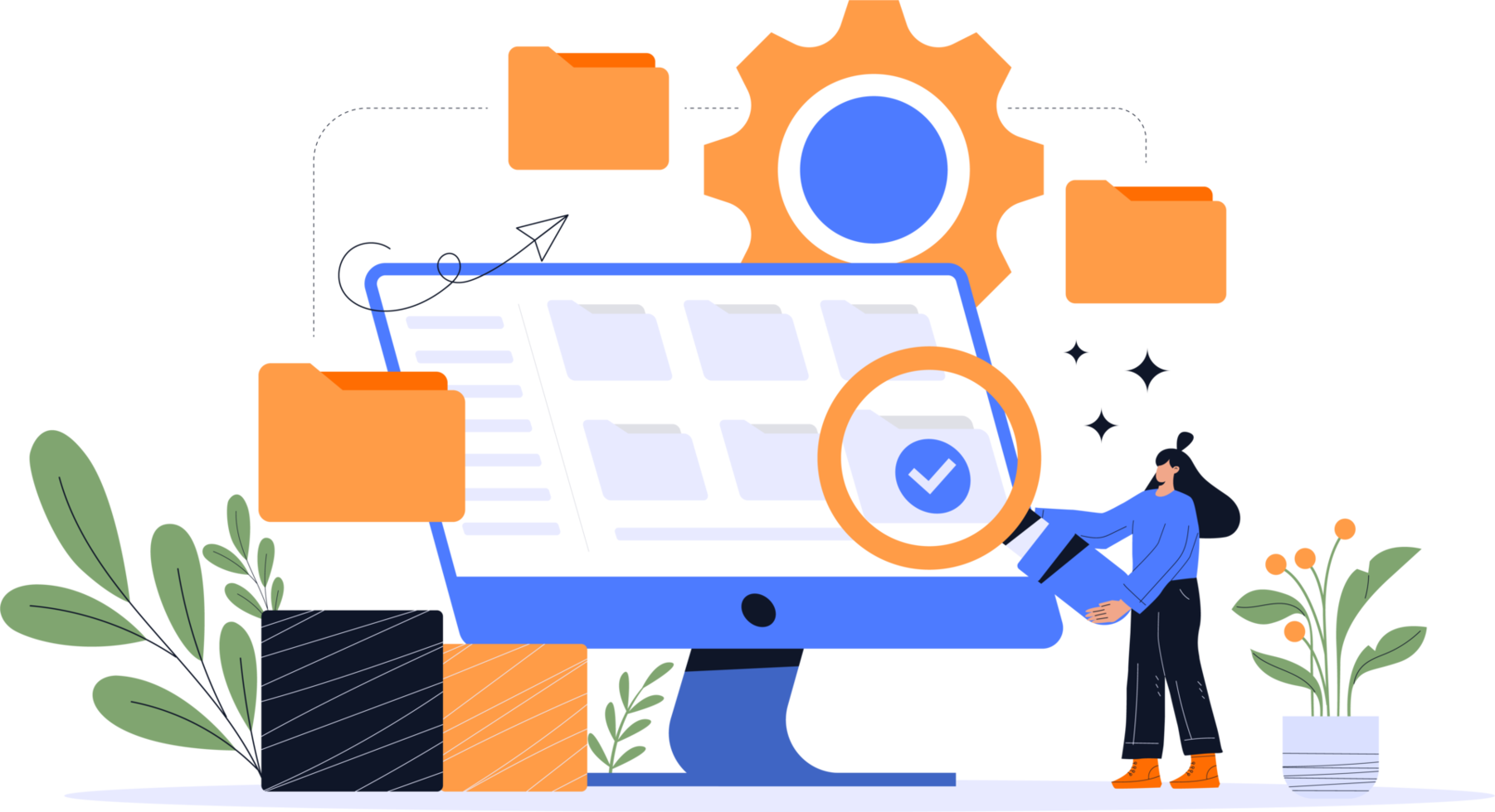 ilustración del concepto de gestión de archivos. concepto moderno de sistema de gestión de archivos, servicio de almacenamiento de documentos en línea png