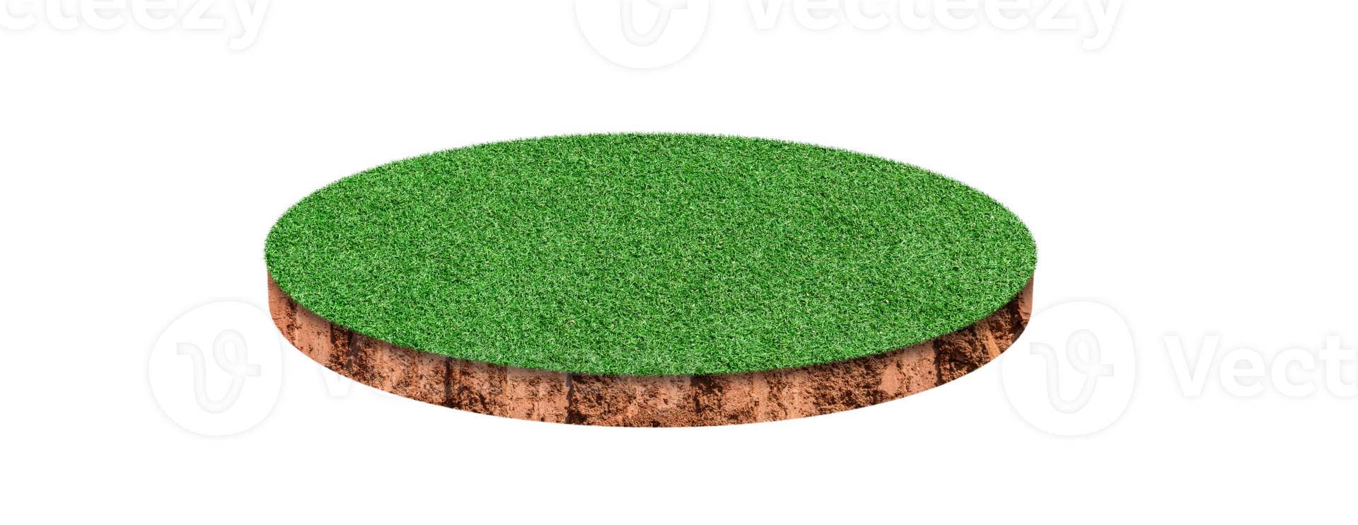 Soil cubic cross section with green grass field png