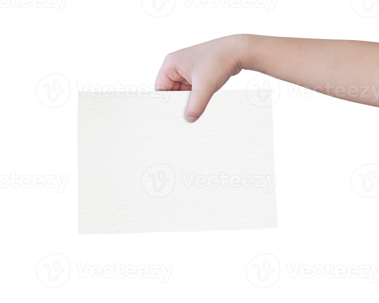 hand innehav vit papper isolerat. dicut foton png