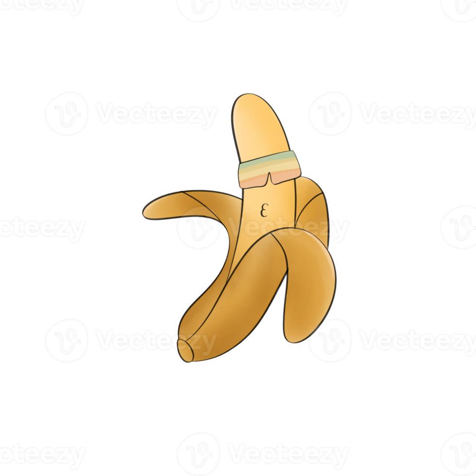 Cool banana character in sunglasses png