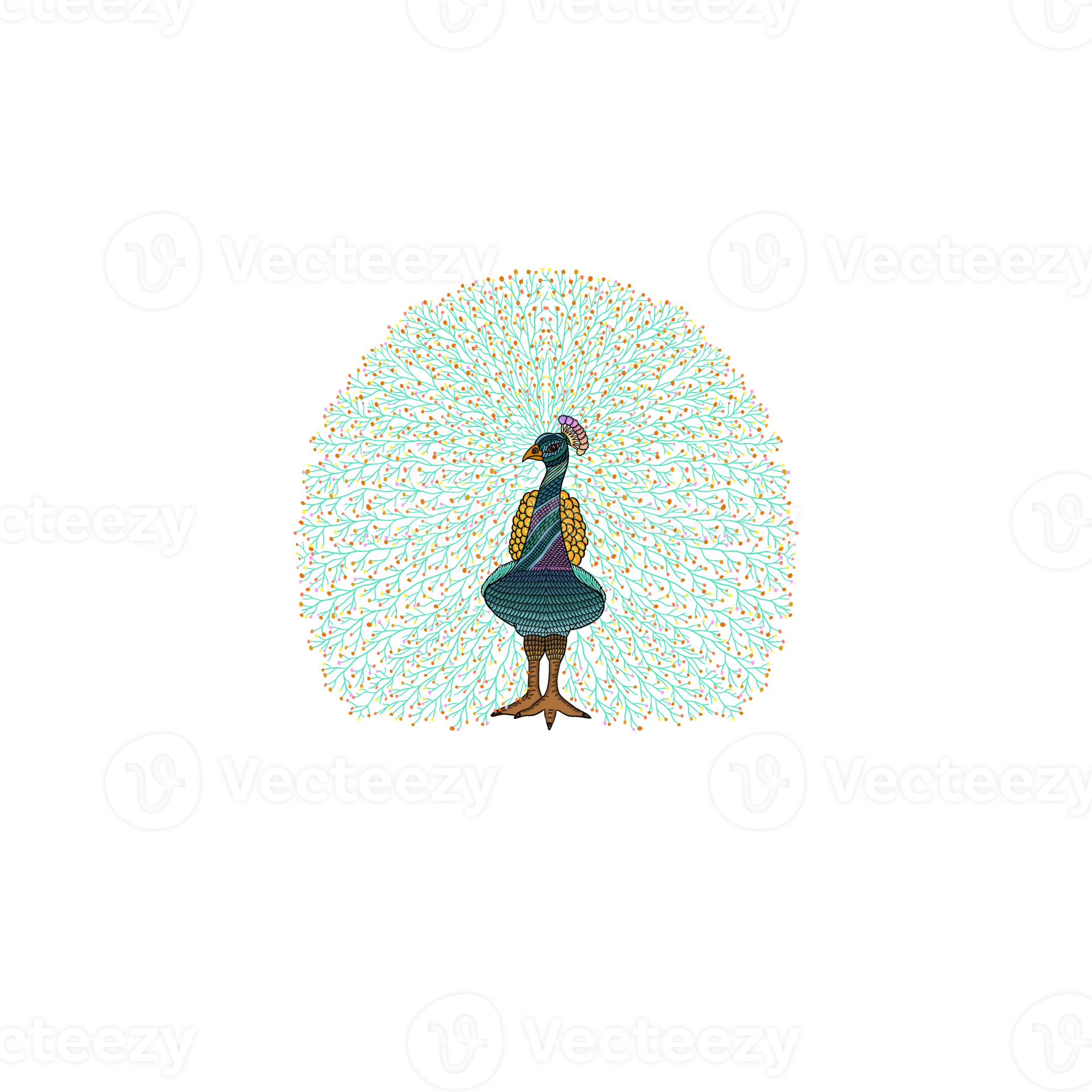 Beautiful peacock cartoon style 10869855 PNG