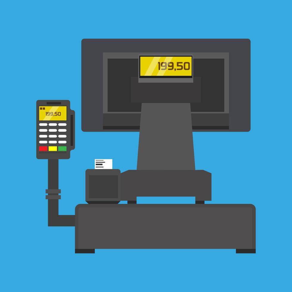 POS terminal buy business paying technology vector icon. Shopping commerce cashless flat card. Cash reader transfer