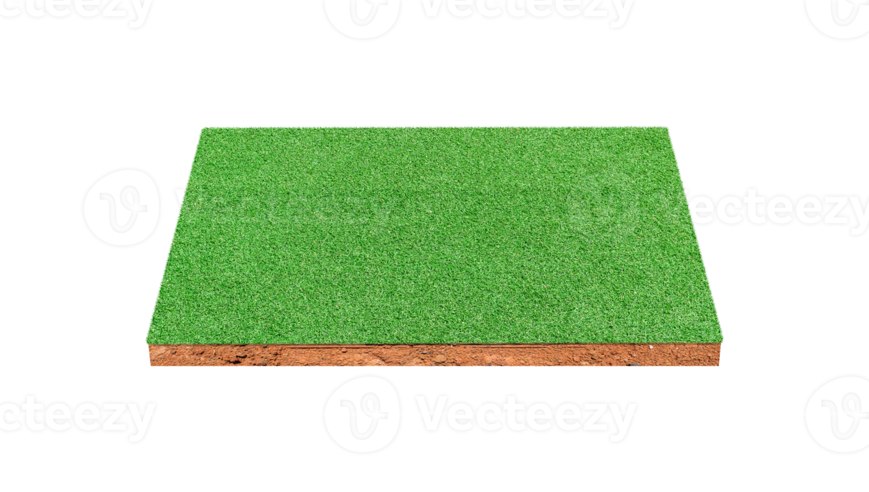 Soil cubic cross section with green grass field png