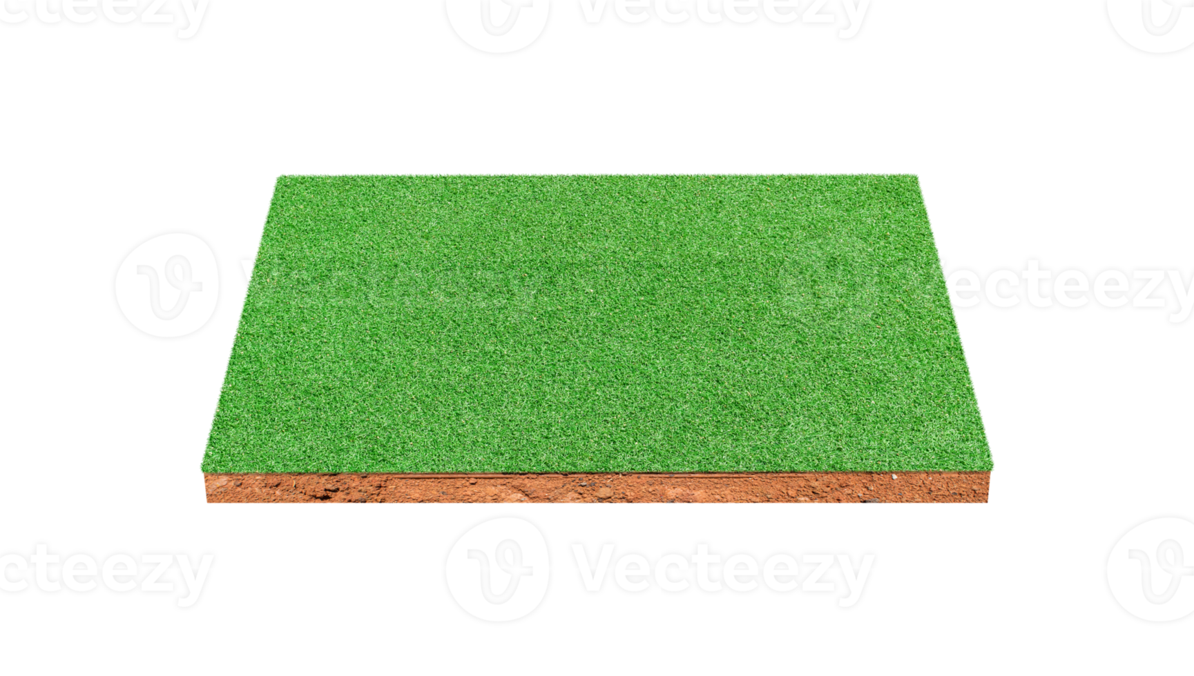 seção transversal cúbica do solo com campo de grama verde png