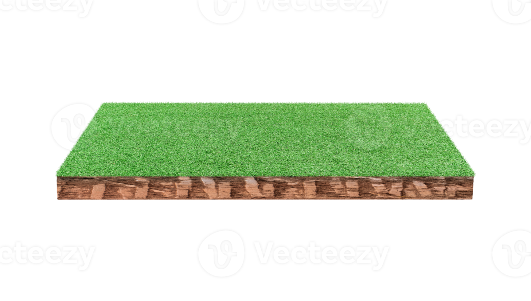 Soil cubic cross section with green grass field png