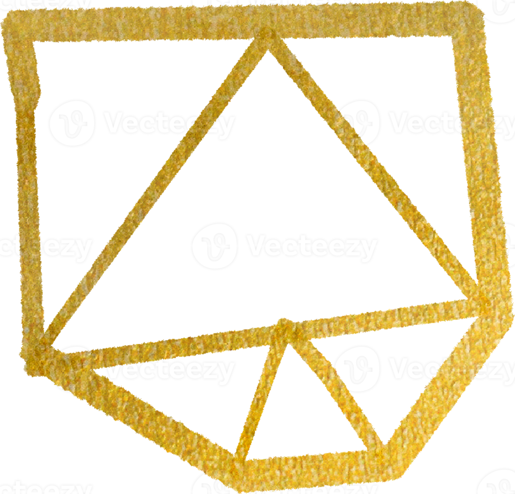 Gold geometric shape frame png