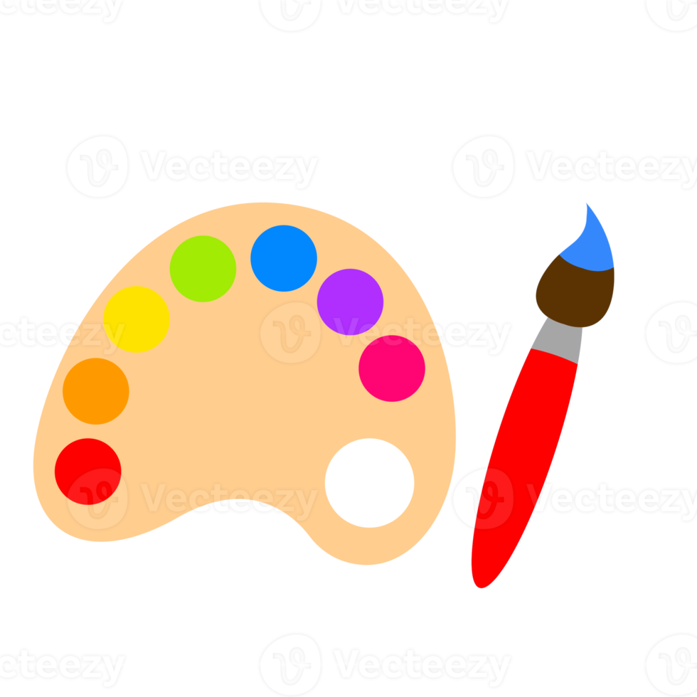 Paint brush with palette icon colorful element. png