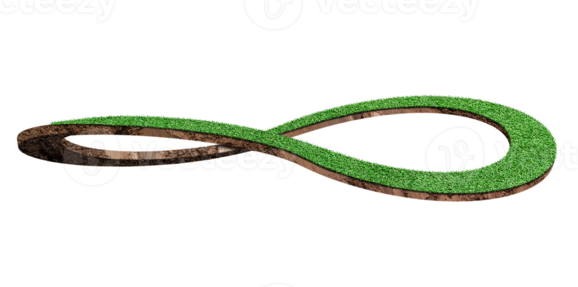 Earth and green grass in form of infinity symbol, isolated png