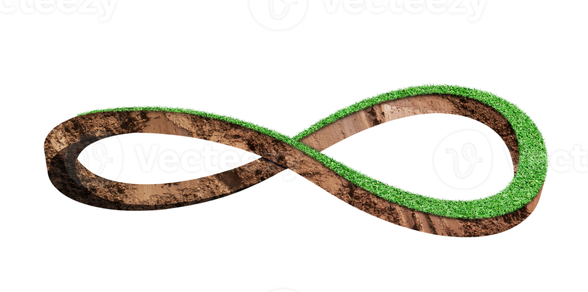 Erde und grünes Gras in Form von Unendlichkeitssymbol, isoliert png