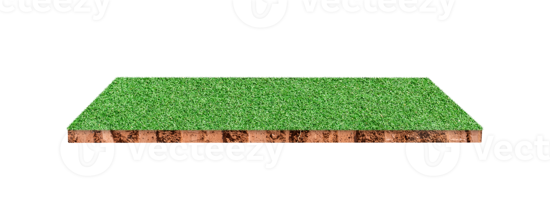 section cubique du sol avec champ d'herbe verte png