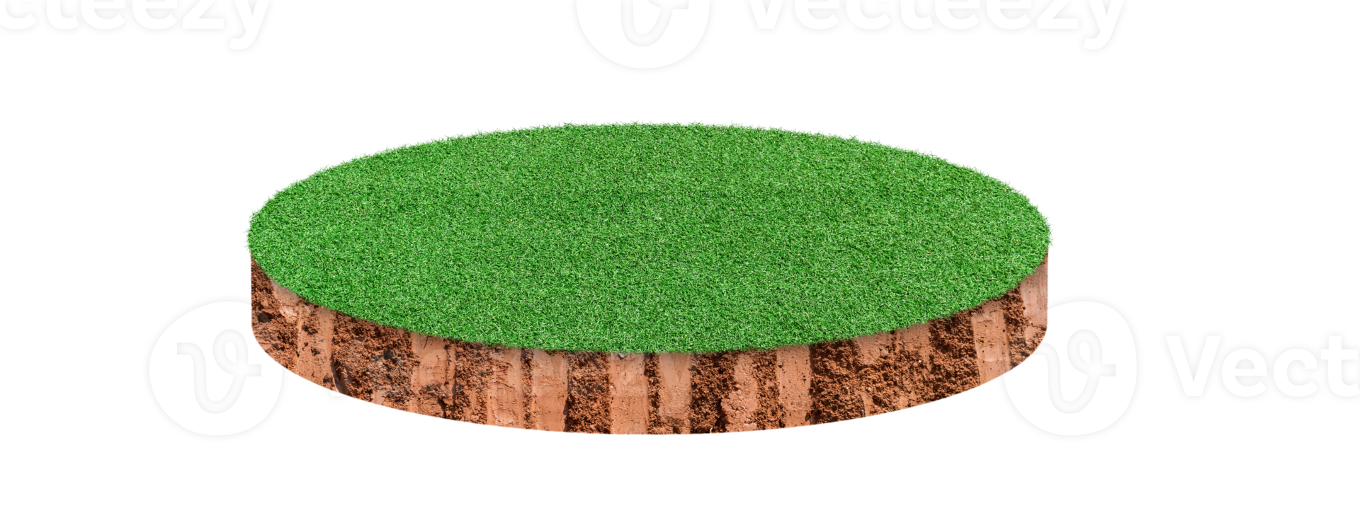 Soil cubic cross section with green grass field png