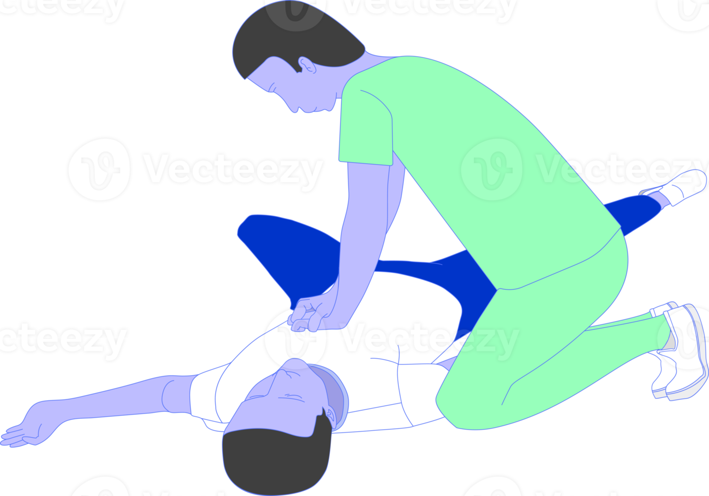 the physician man wear green clothe take heart pumping CPR the patient. png