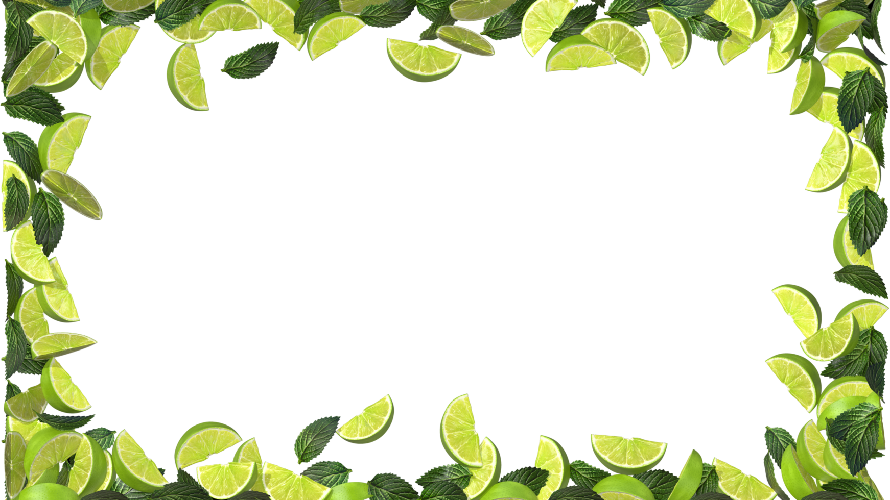 Lime and Mint on Edges Cool Background 3D Rendering, Lime and Mint Frame png