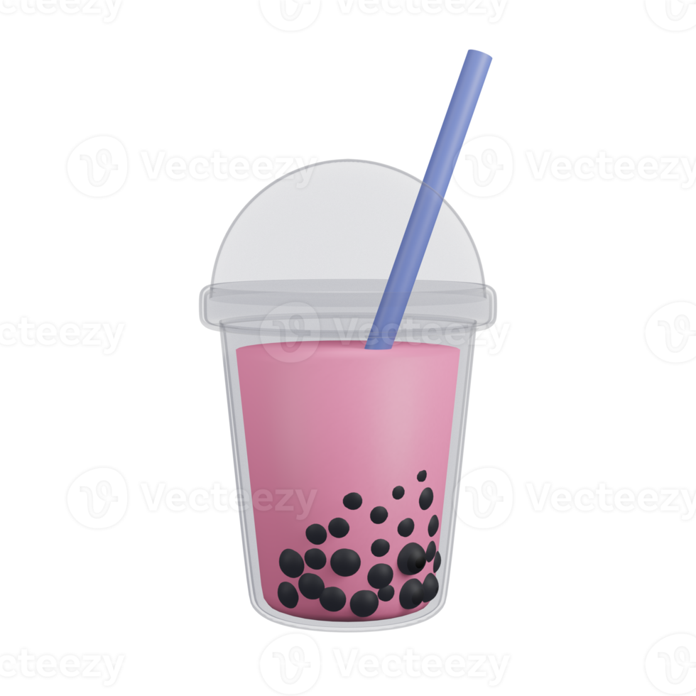 pink milk tea bubble in plastic cup with straw 3D illustration png 10870610  PNG