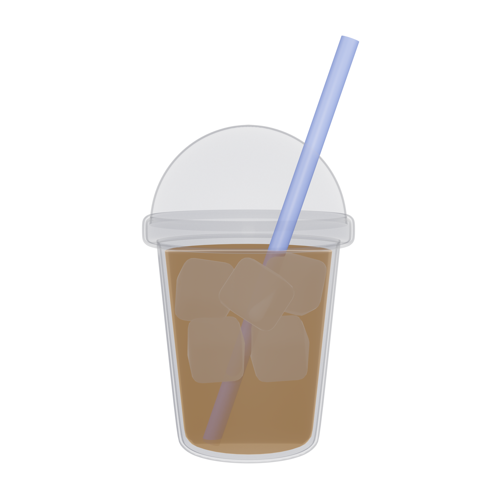 Eiskaffee im Plastikbecher mit Strohhalm 3D-Illustration png 10870613 PNG