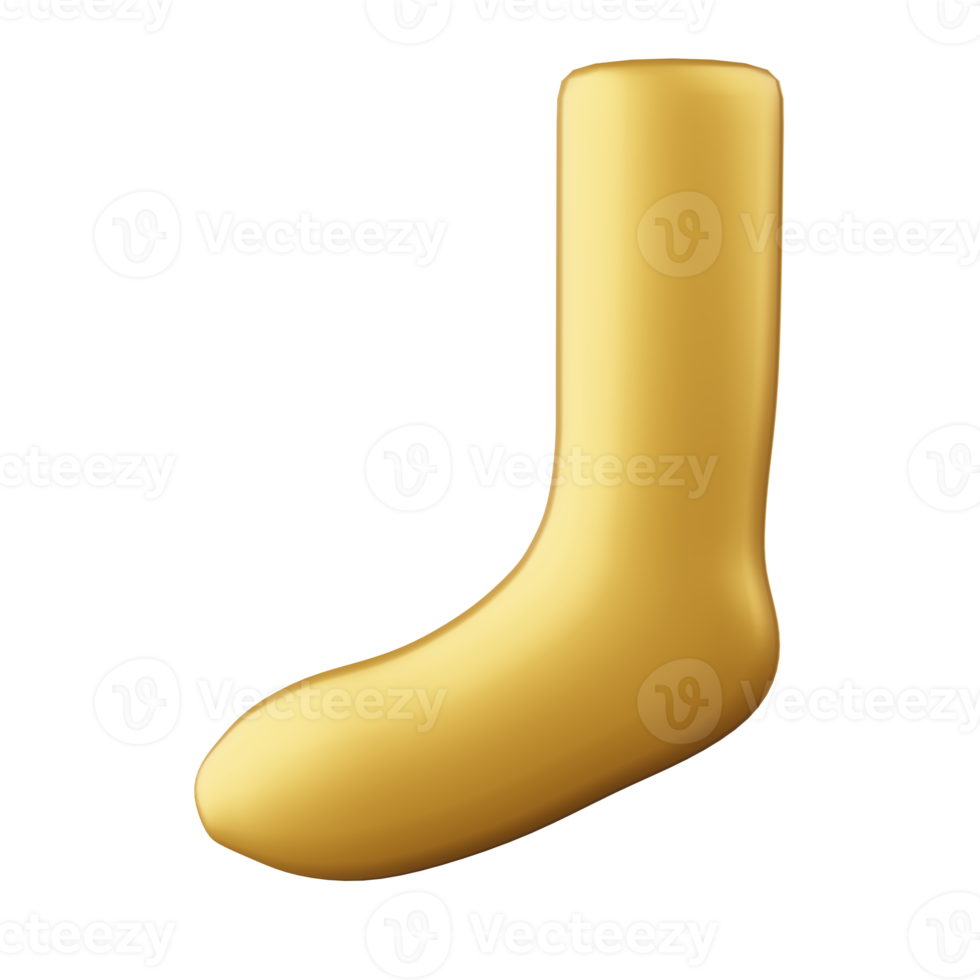 Christmas sock gold color 3d png