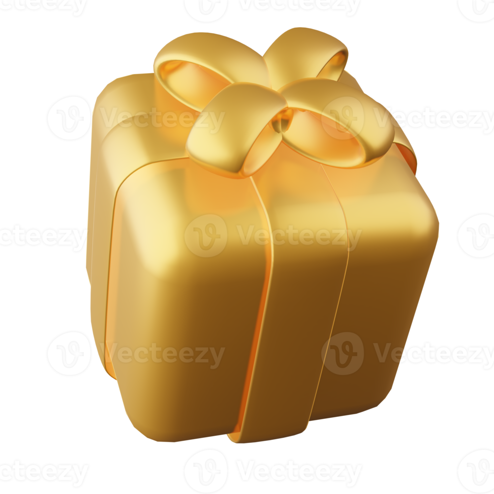 Giftbox gold color christmas 3d png
