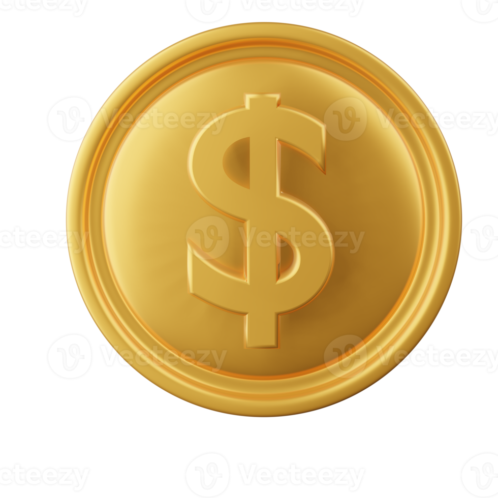 Dollar coin gold color christmas 3d png