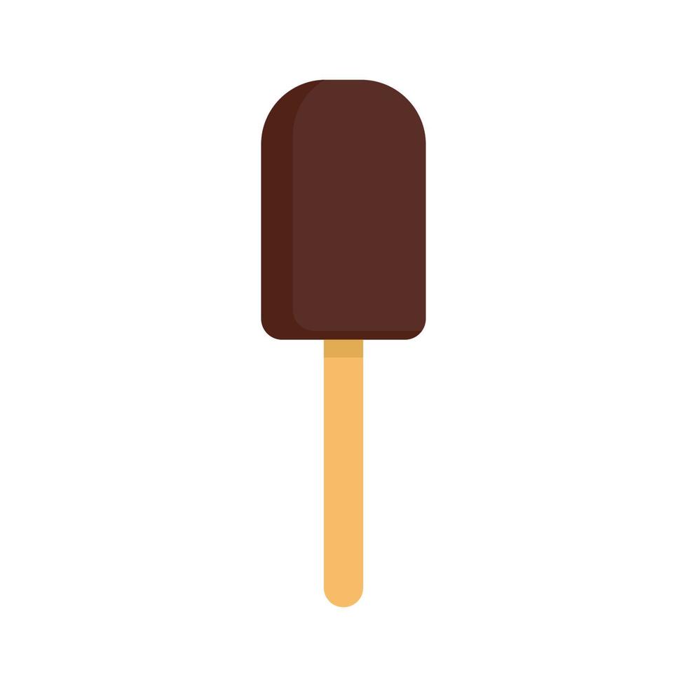 Popsicle ice cream sweet dessert summer vector food illustration. Cold delicious colorful design candy isolated icon. Chocolate snack with stick flavor. Fresh vanilla flat brown element