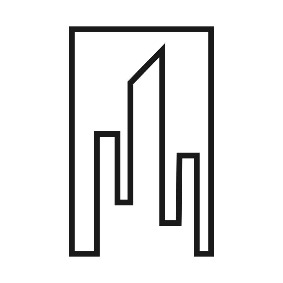 edificio vector icono arquitectura empresarial. símbolo ciudad casa y hotel oficina apartamento ilustración signo. construcción de rascacielos urbanos residenciales y bienes del gobierno. silueta elemento delgado