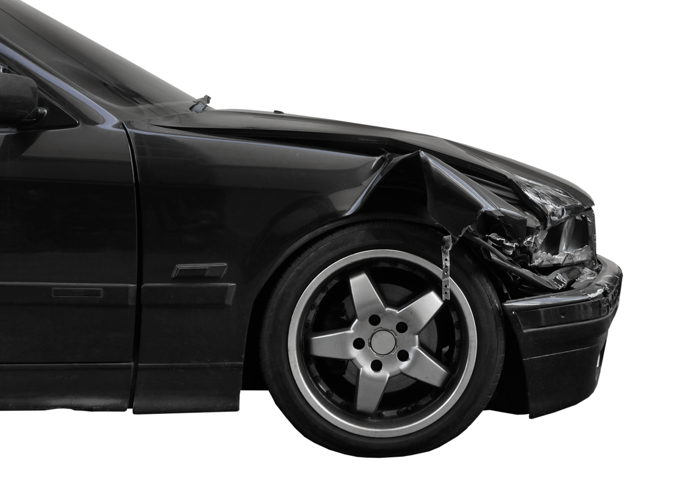 Car crash accident isolated on transparent background. Broken headlight. png