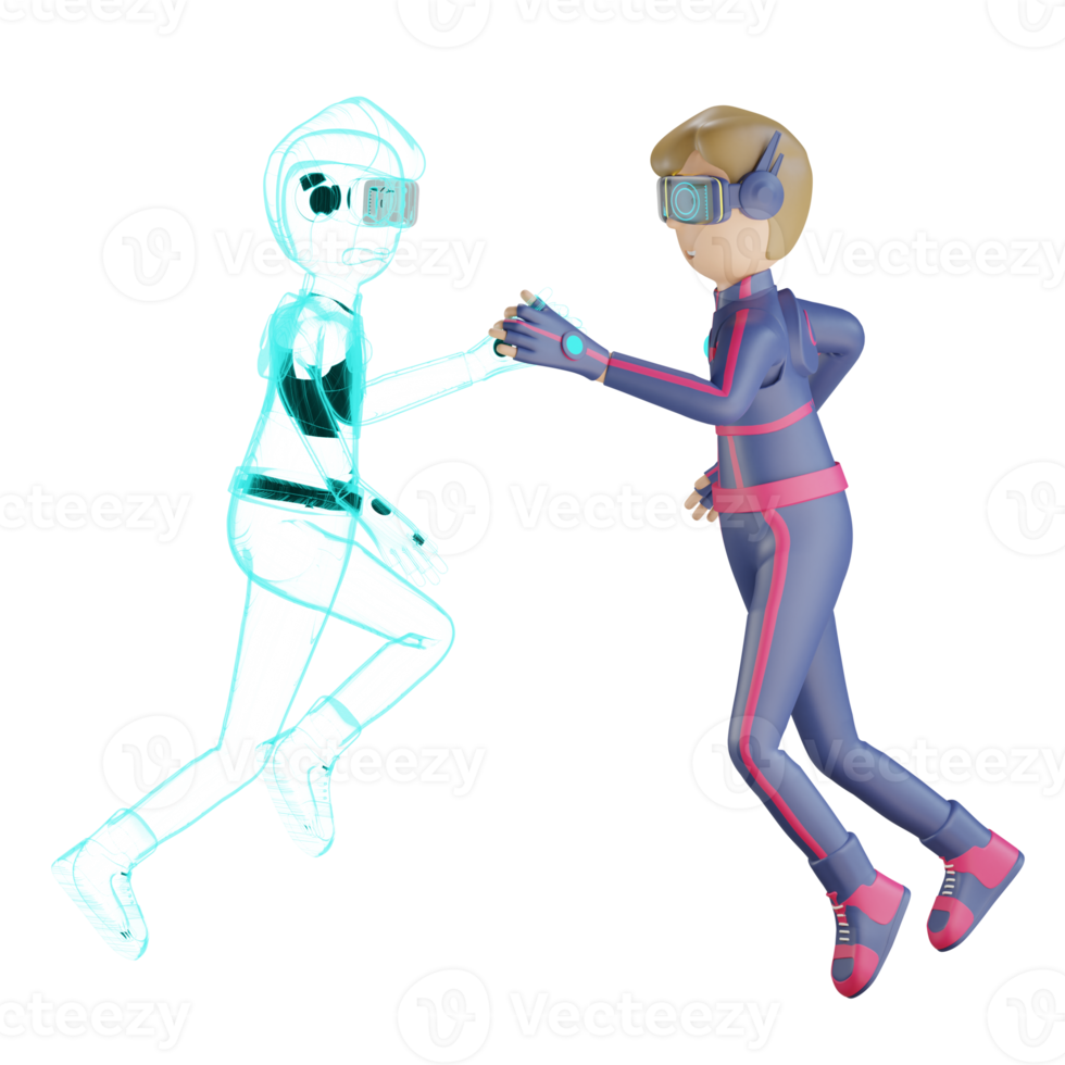 collaboration virtuelle métaverse de personnage 3d png