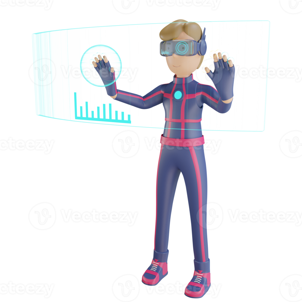 travail virtuel de métaverse de personnage 3d png