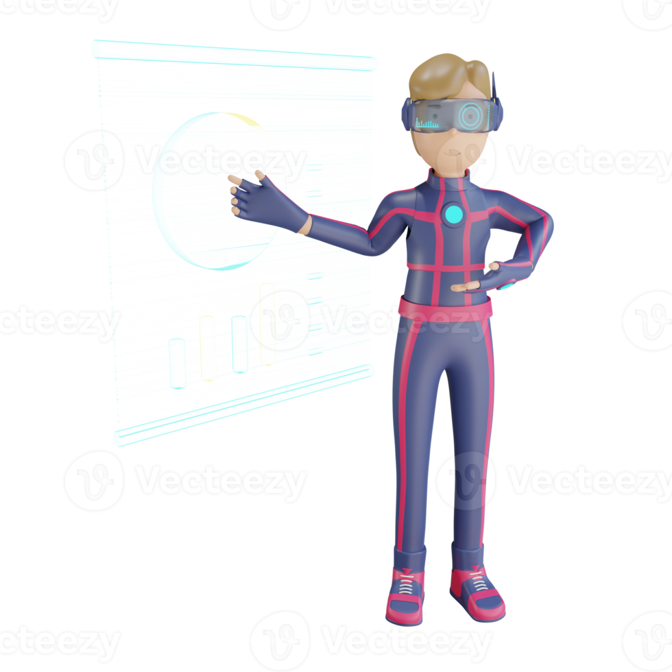 apresentação virtual do metaverso de personagem 3d png
