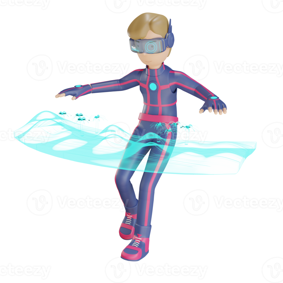 paysage virtuel de métaverse de personnage 3d png