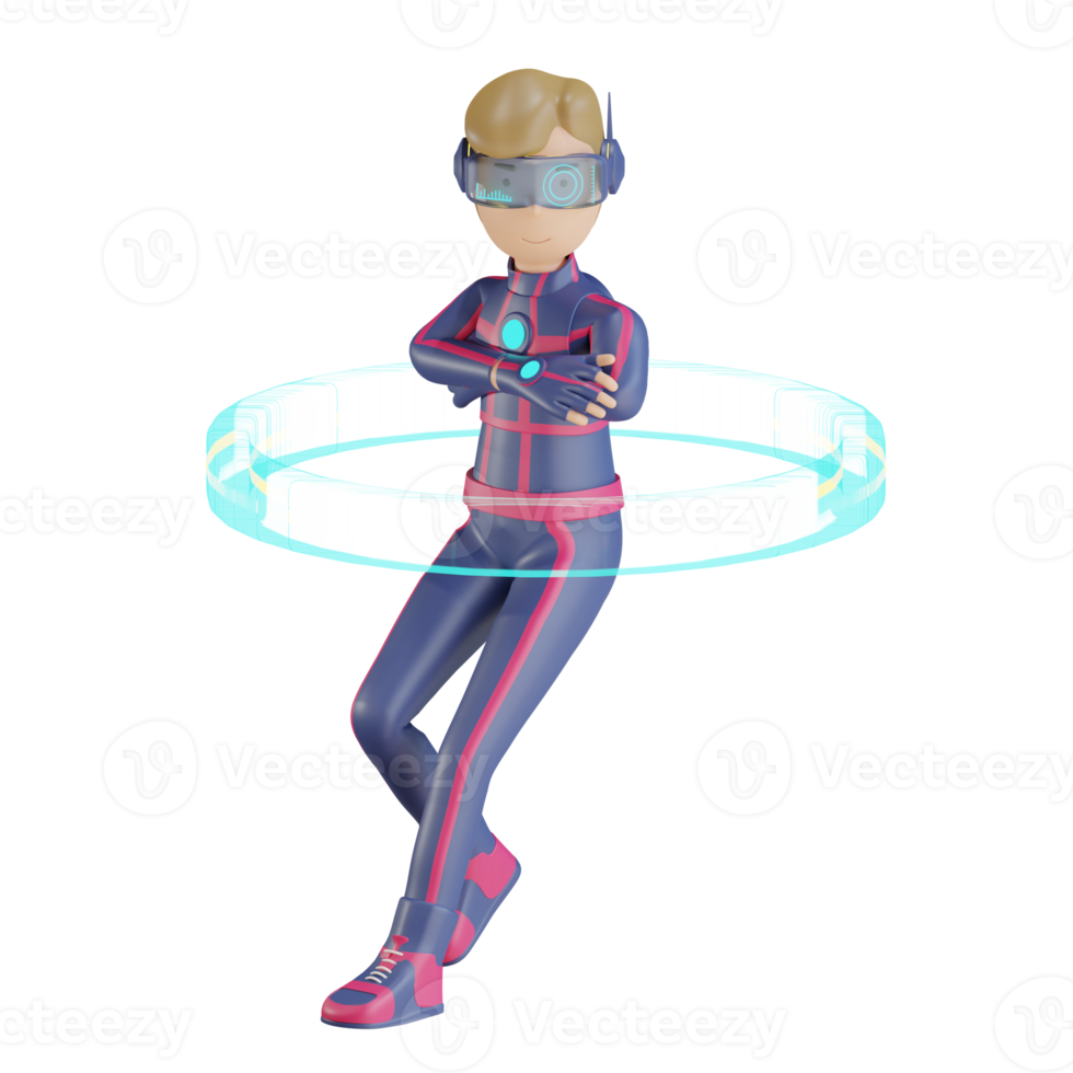 3d character metaverse cool pose png