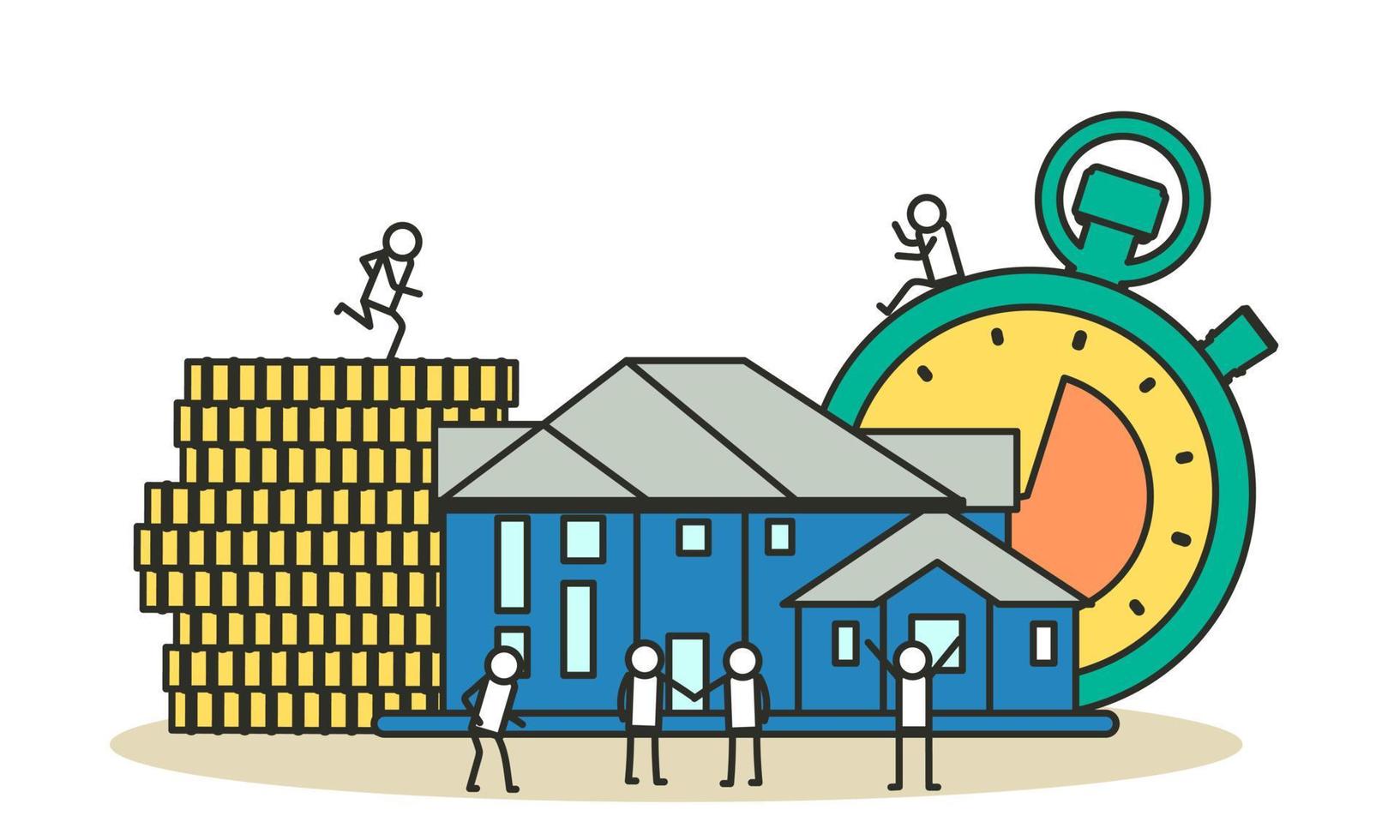 House sale deal building real estate business. Home illustration vector concept buy agent. Apartment property rent person design. Purchase realtor background. Human success agreement contract owner