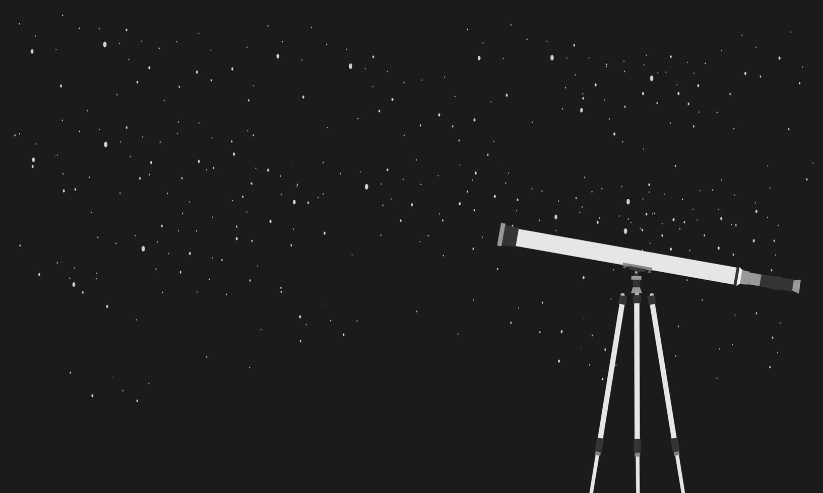 Education future concept vector flat illustration.Telescope stands on books against the background of the night sky