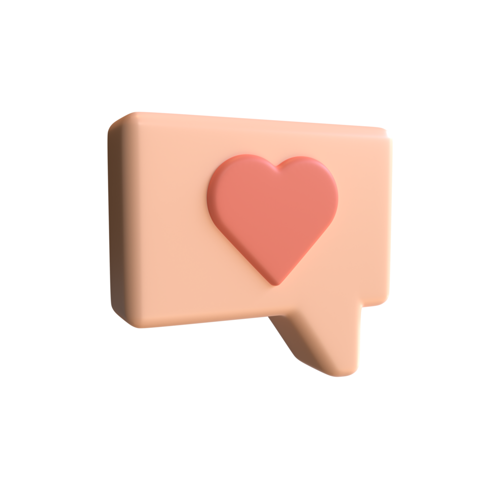 3d framställa Tal bubbla med hjärta mjuk pastell Färg, 3d valentine begrepp illustration png