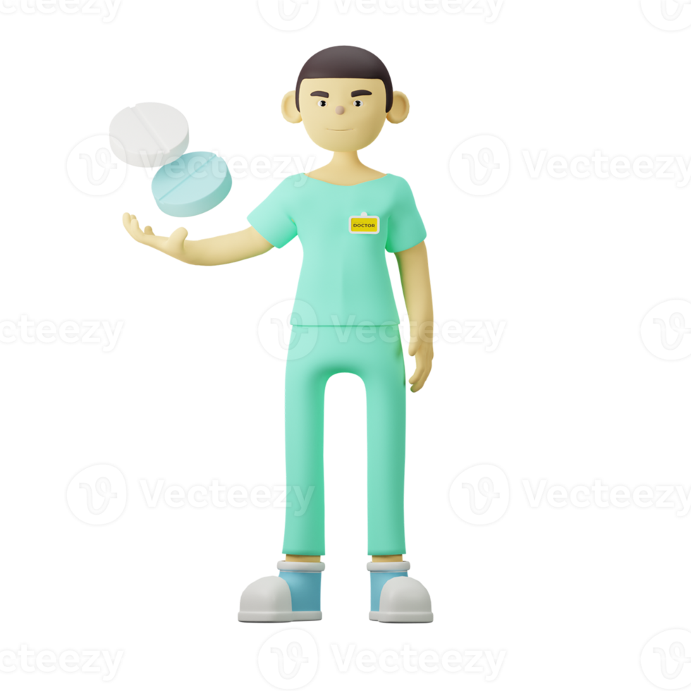 3d personaggio medico con medicina png