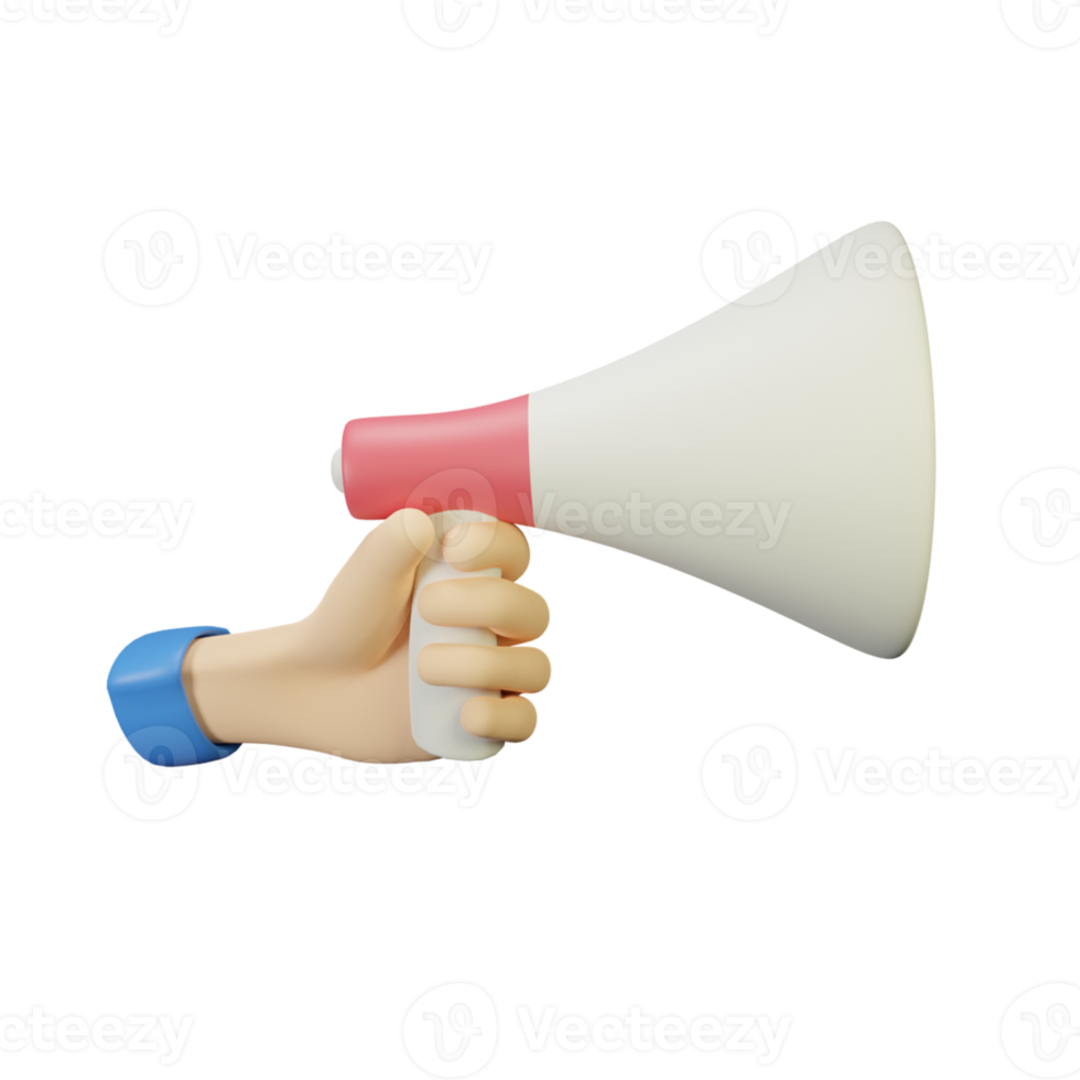 3D Hand gesture holding megaphone png