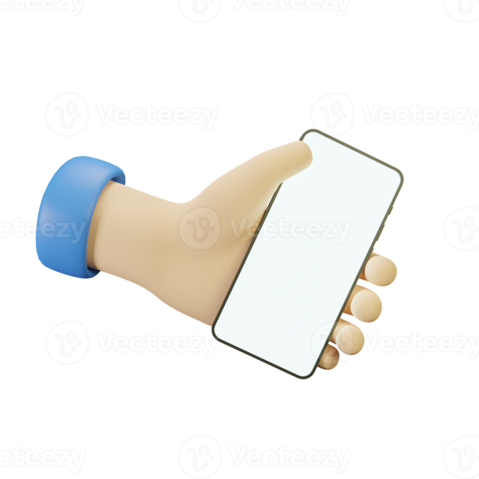 3D Hand gesture holding phone png
