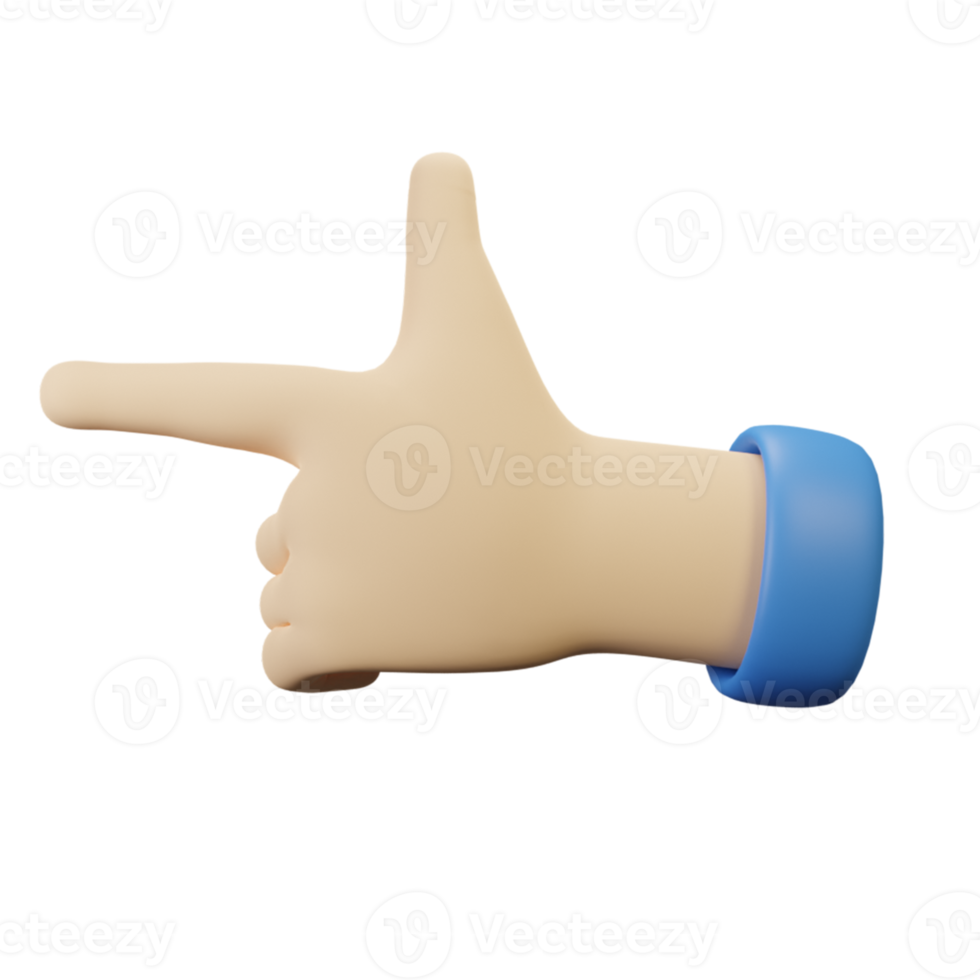 3D Hand gesture pointing Left png