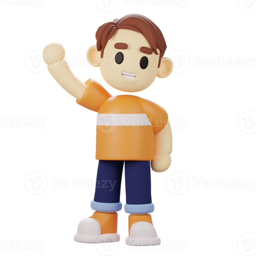 3D Boy Character Say Hello png