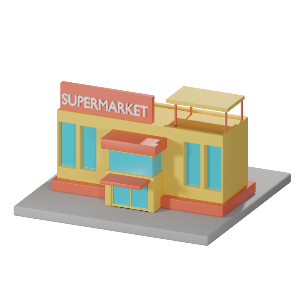 3D isometrischer Supermarkt png