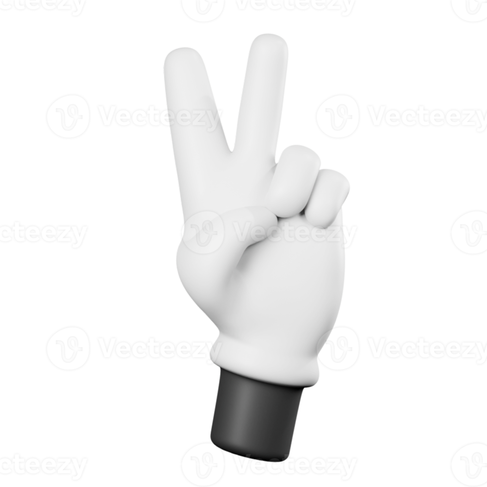 3D Cartoon Hand Gesture Peace png