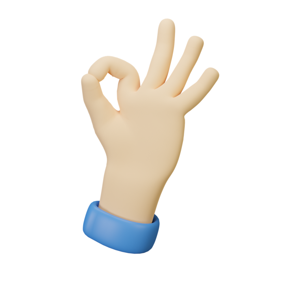 3D Hand gesture ok png