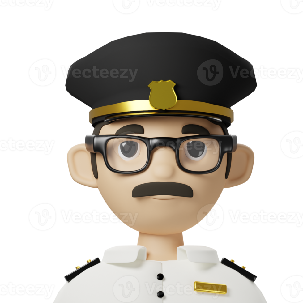 Pilote capitaine avatar 3d png