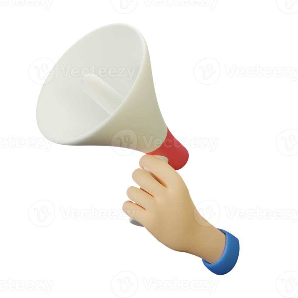 3D Hand gesture holding megaphone png