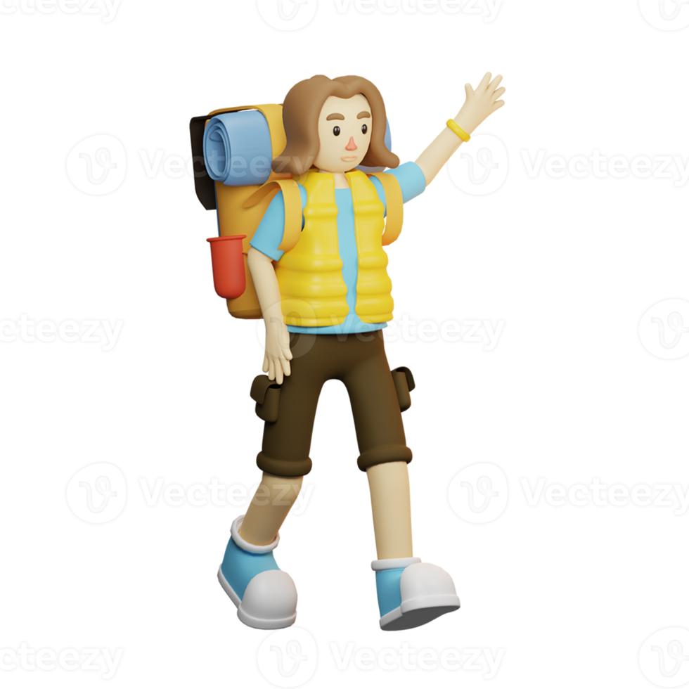 3D Character Traveler With Backpack png