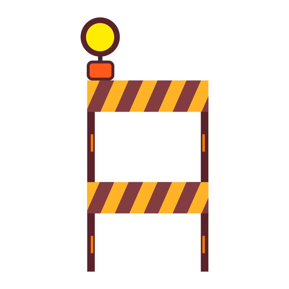 Construction barricade stop symbol traffic equipment boundary. Industry roadblock highway obstacle warning vector