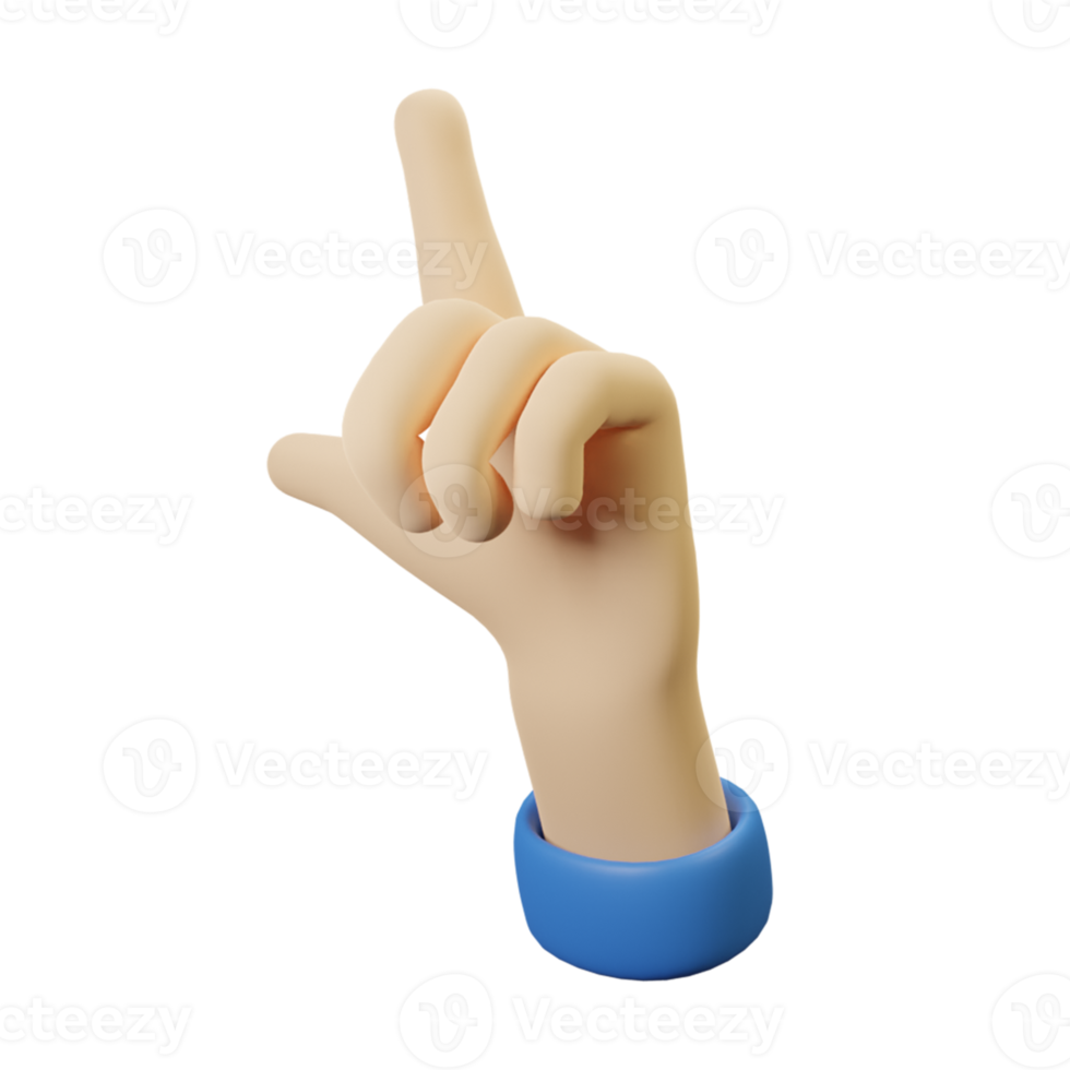 3D Hand gesture pointing upside png